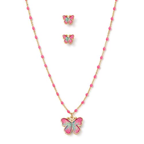 Estuche Collar + Aretes Pastel Butterfly