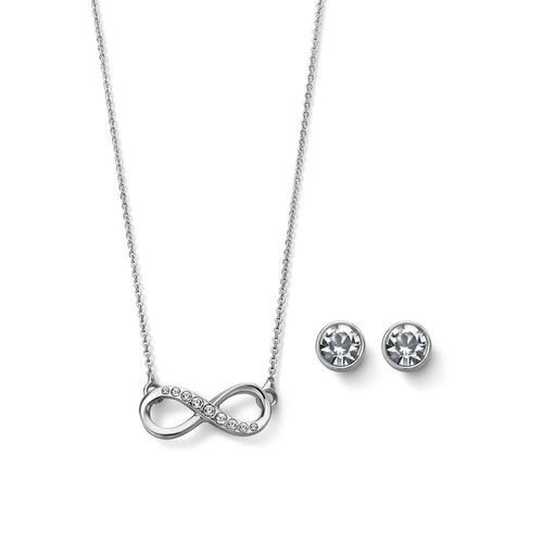 Estuche Collar + Aretes Infinite Power en Plata