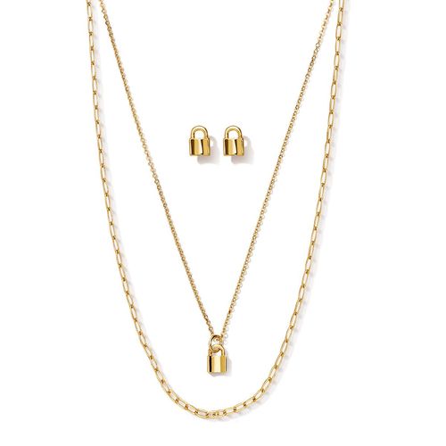 Estuche Collar + Aretes Golden-Locks