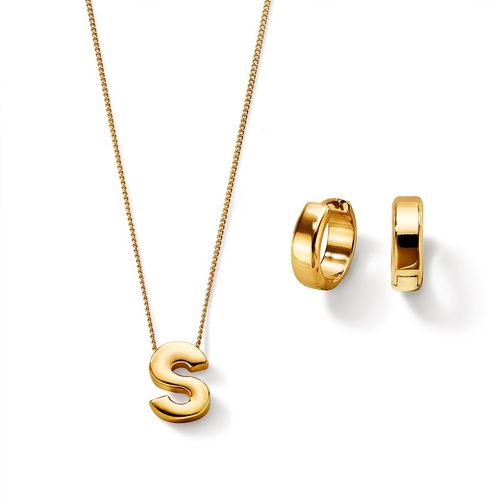 Estuche Collar + Aretes Gold Letter S