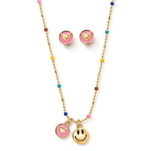 Estuche Collar + Aretes Smiley Fun